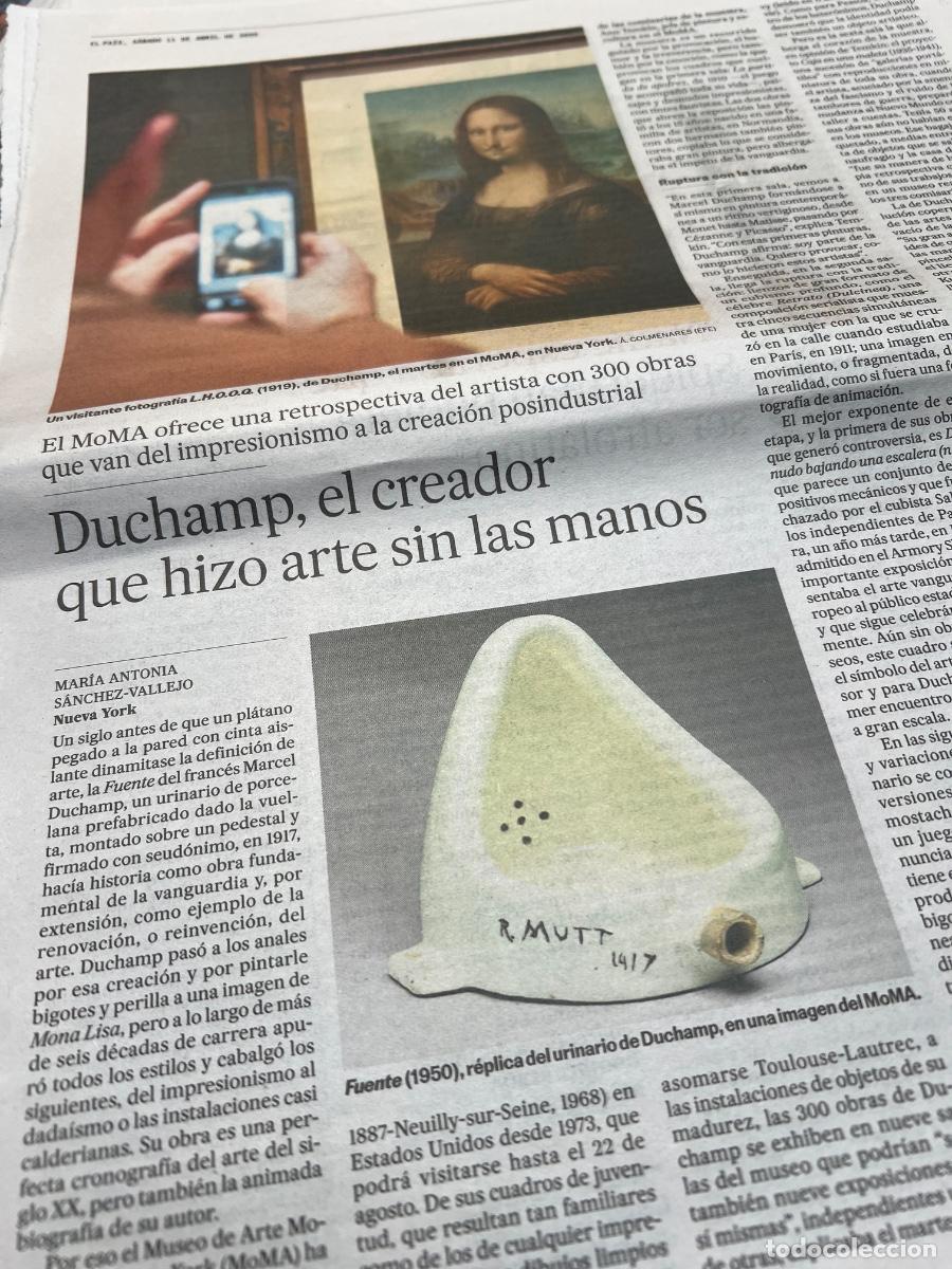 Coleccionismo de Peri&oacute;dico El Pa&iacute;s: Art&iacute;culo El Pa&iacute;s sobre MARCEL DUCHAMP. IMPRESIONISMO. ARTE POSINDUSTRIAL. MoMA.