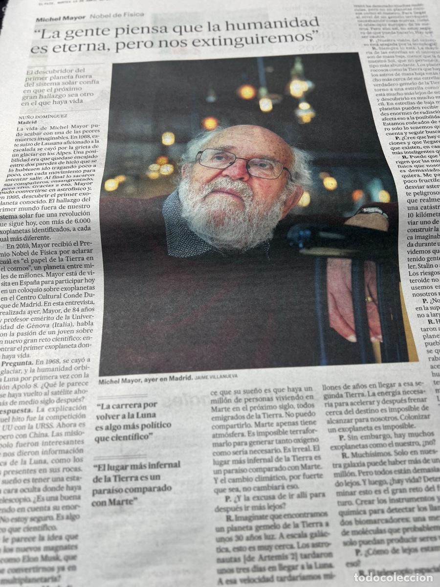 Coleccionismo de Peri&oacute;dico El Pa&iacute;s: Art&iacute;culo El Pa&iacute;s sobre MICHEL MAYOR. PREMIO NOBEL DE F&Iacute;SICA.