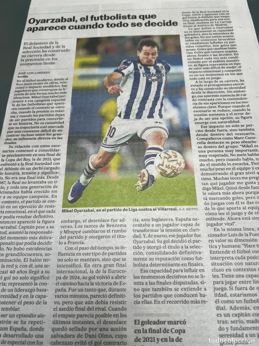Coleccionismo de Peri&oacute;dico El Pa&iacute;s: Art&iacute;culo sobre MIKEL OYARZABAL. DELANTERO REAL SOCIEDAD Y SELECCI&Oacute;N ESPA&Ntilde;OLA DE F&Uacute;TBOL.