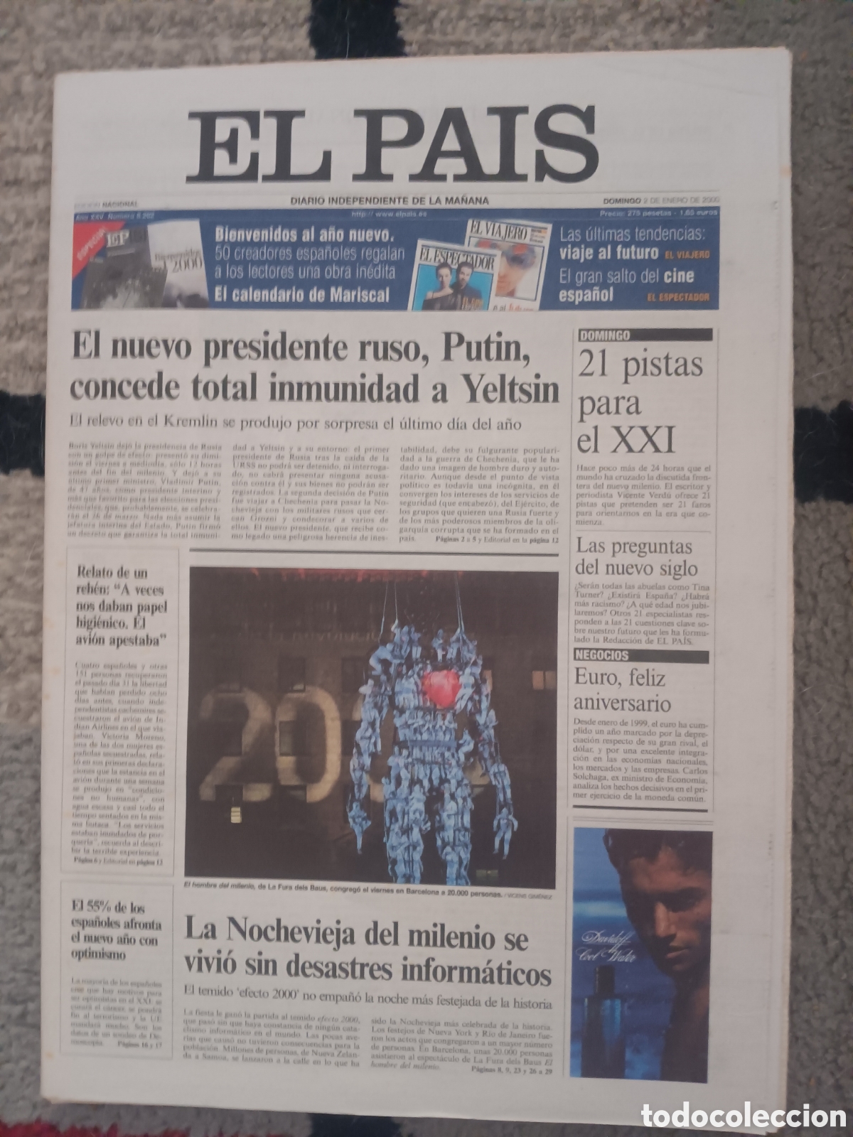 Coleccionismo de Peri&oacute;dico El Pa&iacute;s: Periodico El Pa&iacute;s 2 enero 2000 Nuevo siglo