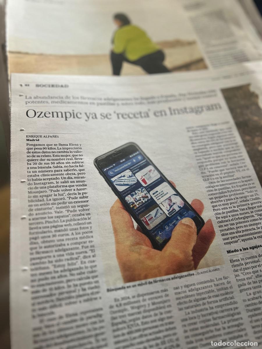 Coleccionismo de Peri&oacute;dico El Pa&iacute;s: Art&iacute;culo sobre el f&aacute;rmaco OZEMPIC. F&Aacute;RMACO ADELGAZANTE CONTRA LA OBESIDAD.