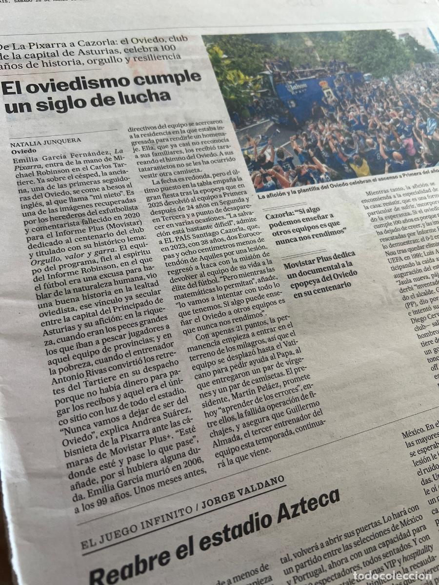 Coleccionismo de Peri&oacute;dico El Pa&iacute;s: Art&iacute;culo OVIEDO CLUB DE F&Uacute;TBOL. OVIEDISMO LA PIXARRA CAZORLA ROBINSON