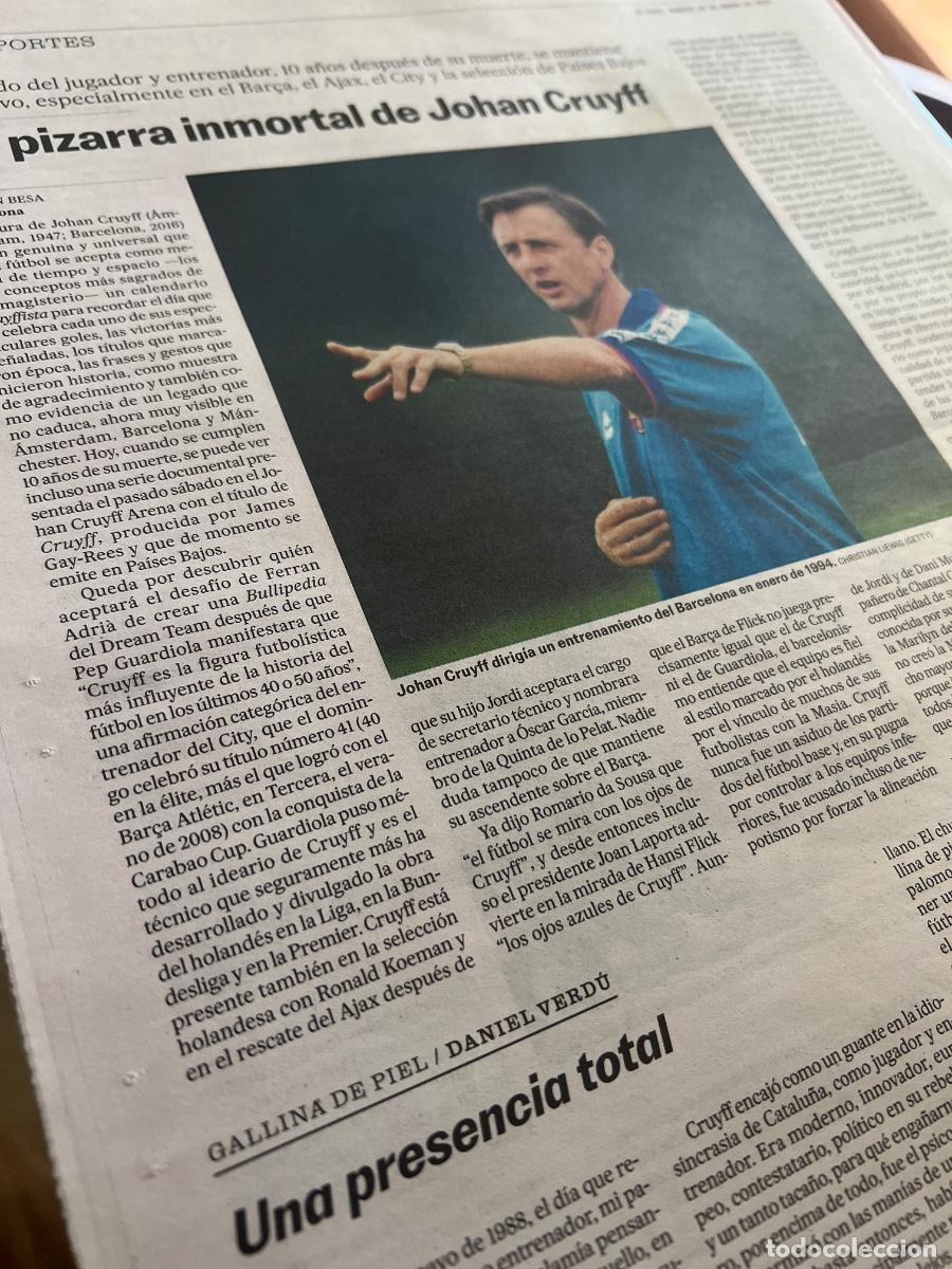 Coleccionismo de Peri&oacute;dico El Pa&iacute;s: Art&iacute;culo JOHAN CRUYFF PAISES BAJOS BARCELONA CLUB DE F&Uacute;TBOL BAR&Ccedil;A