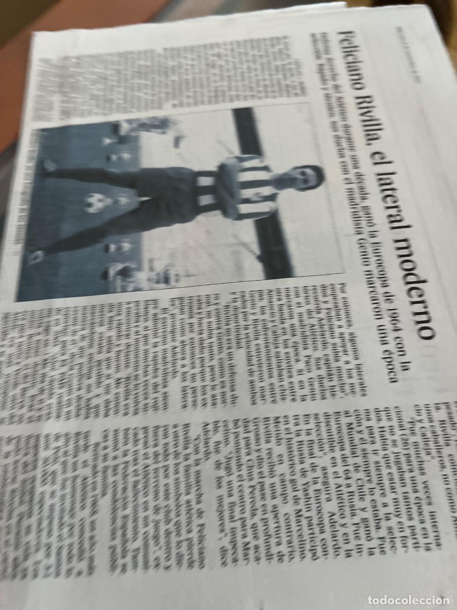 Coleccionismo de Peri&oacute;dico El Pa&iacute;s: Art&iacute;culo sobre FELICIANO RIVILLA. ATL&Eacute;TICO DE MADRID