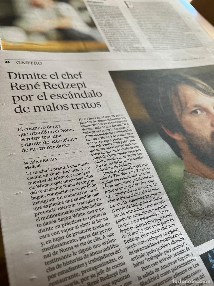 Coleccionismo de Peri&oacute;dico El Pa&iacute;s: Art&iacute;culo sobre REN&Eacute; REDZEPI. NOMA. GASTRONOM&Iacute;A