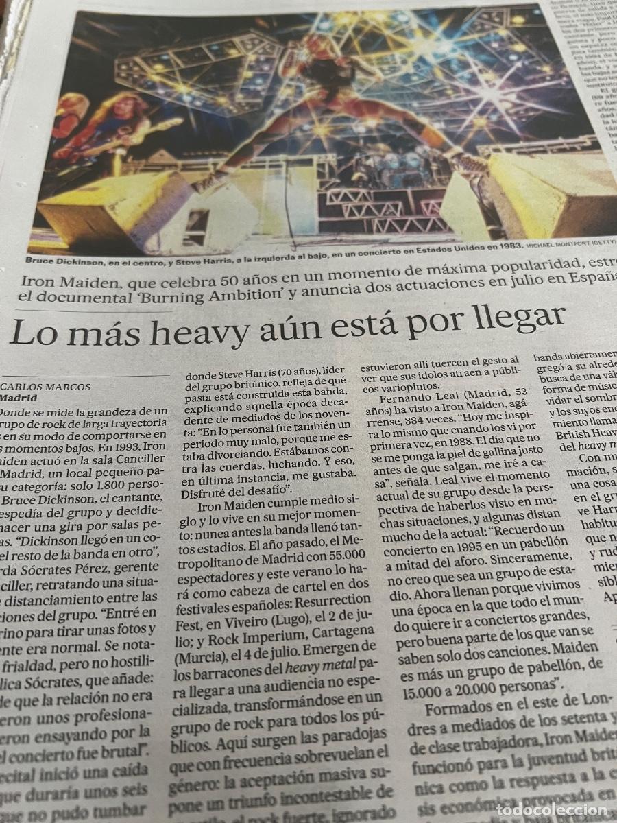 Collezionismo di Peri&oacute;dico El Pa&iacute;s: IRON MAIDEN. PAUL DI&acute;ANNO. STEVE HARRIS. BRUCE DICKINSON. EDDIE. BURNING AMBITION. Heavy Rock.