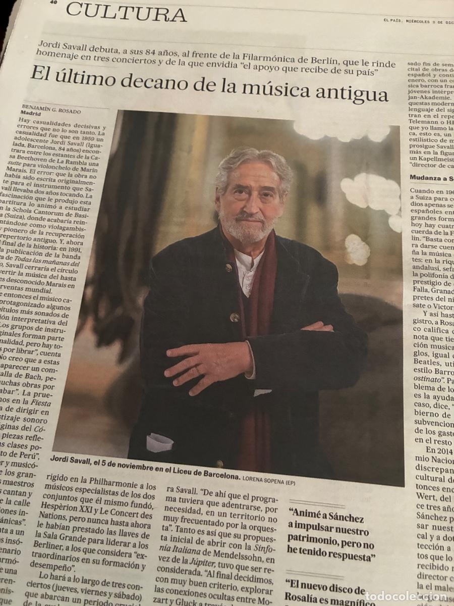 Coleccionismo de Peri&oacute;dico El Pa&iacute;s: Art&iacute;culo sobre JORDI SAVALL M&Uacute;SICA BARROCA