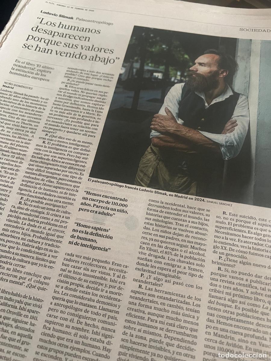 Coleccionismo de Peri&oacute;dico El Pa&iacute;s: Art&iacute;culo sobre LUDOVIC SLIMAK. PALEONTOLOG&Iacute;A. EL &Uacute;LTIMO NEANDERTAL.