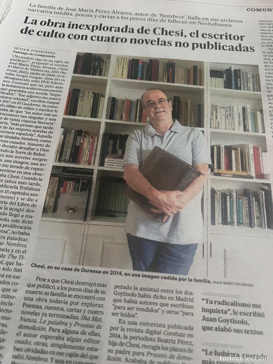 Coleccionismo de Peri&oacute;dico El Pa&iacute;s: Art&iacute;culo sobre CHESI. JOS&Eacute; MAR&Iacute;A P&Eacute;REZ ALV&Aacute;REZ. NEMBROT.