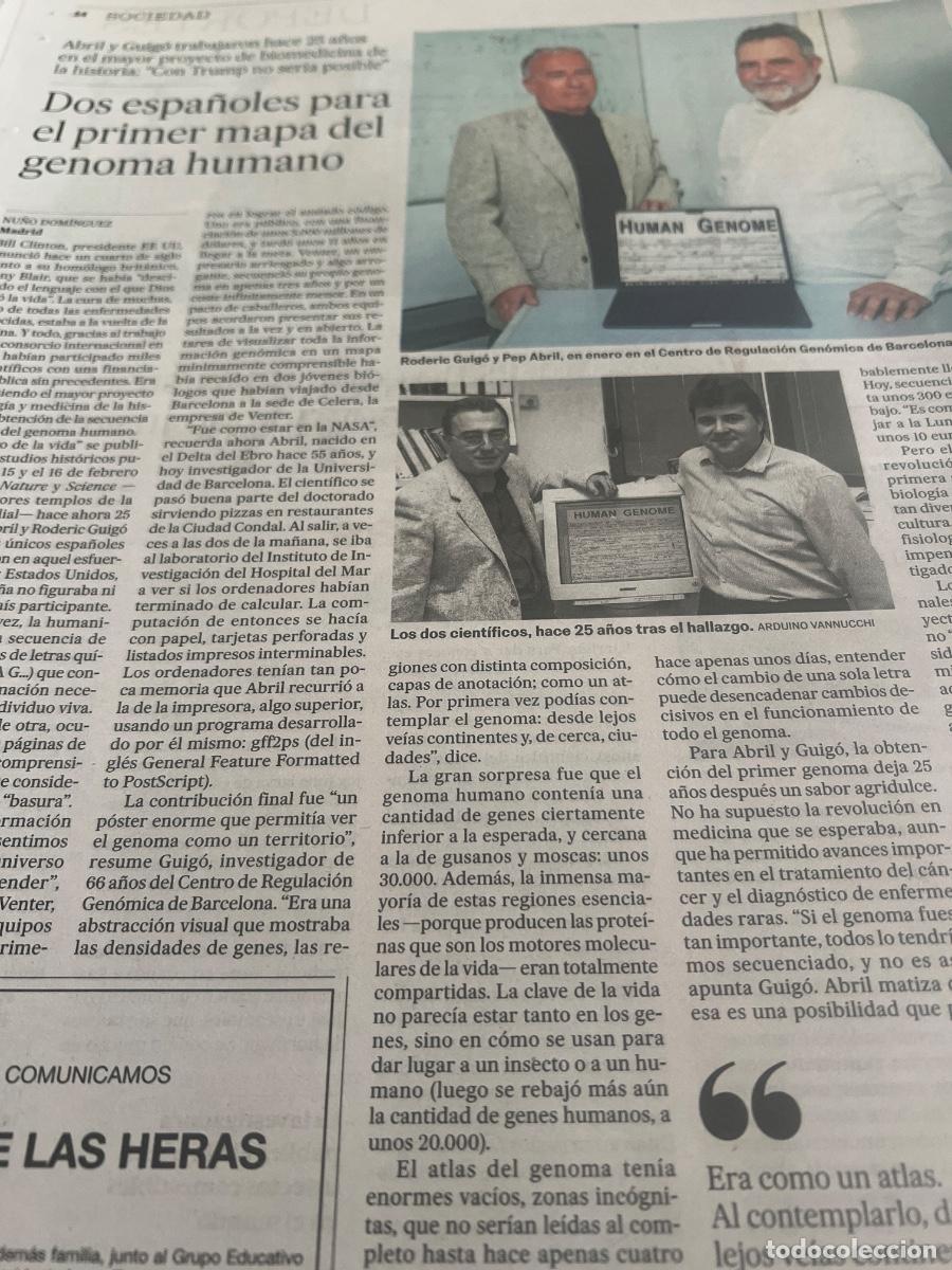 Coleccionismo de Peri&oacute;dico El Pa&iacute;s: GENOMA HUMANO. RODERIC GUIG&acute;. PEP ABRIL. CENTRO DE REGULACI&Oacute;N GEN&Oacute;MICA.