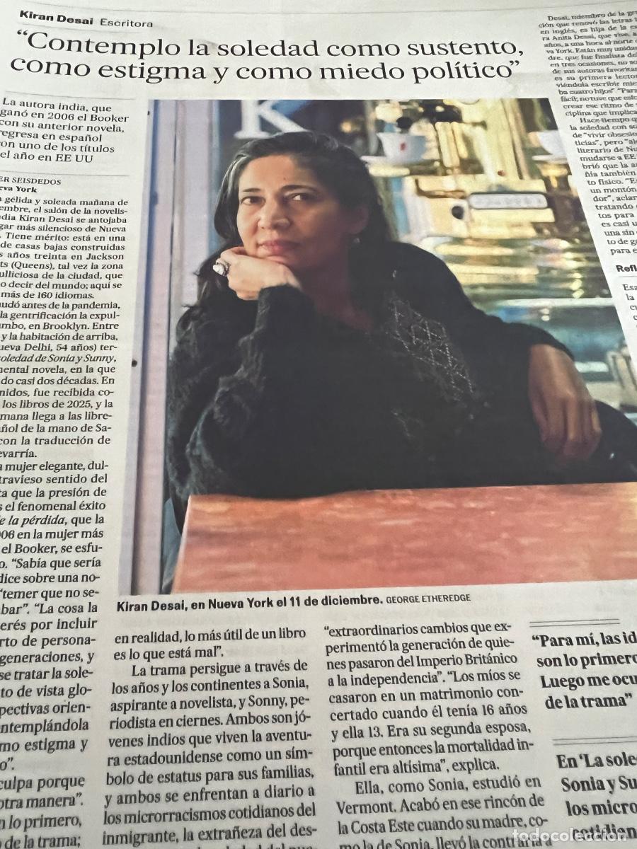 Coleccionismo de Peri&oacute;dico El Pa&iacute;s: KIRAN DESAI. PREMIO BOOKER. LA SOLEDAD DE SONIA Y SUNNY.