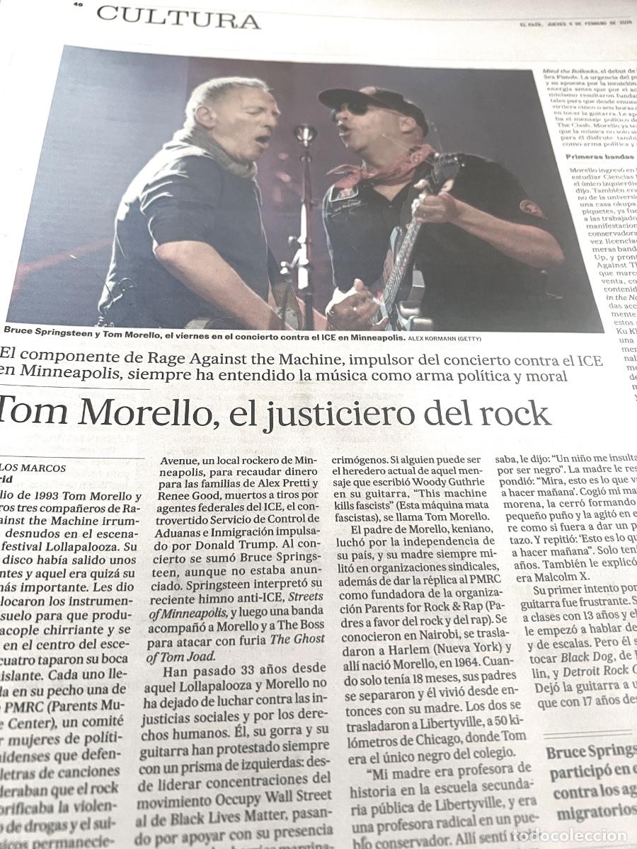 Coleccionismo de Peri&oacute;dico El Pa&iacute;s: TOM MORELLO. RAGE AGAINST THE MACHINE. ICE MINNEAPOLIS.