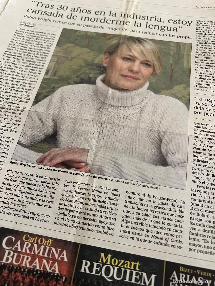 Coleccionismo de peri&oacute;dico El Pa&iacute;s: Art&iacute;culo sobre ROBIN WRIGHT LA PRINCESA PROMETIDA