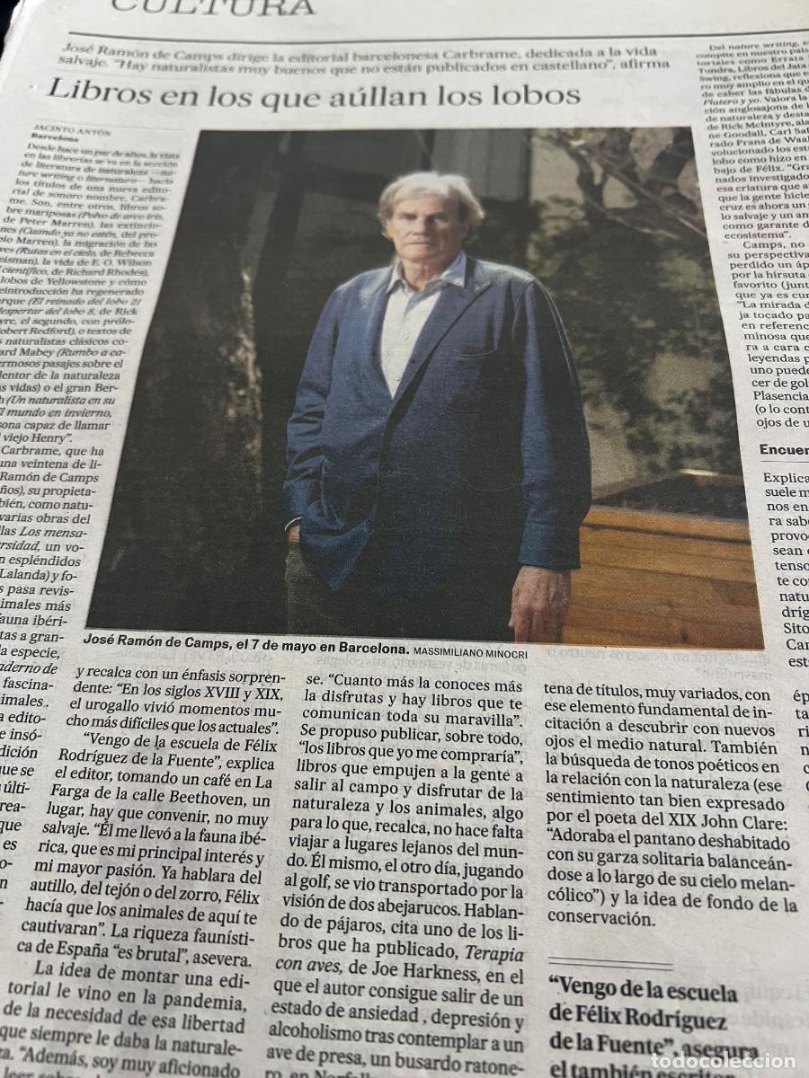 Coleccionismo de peri&oacute;dico El Pa&iacute;s: Art&iacute;culo sobre JOS&Eacute; RAM&Oacute;N DE CAMPS EDITORIAL CARBRAME VIDA SALVAJE