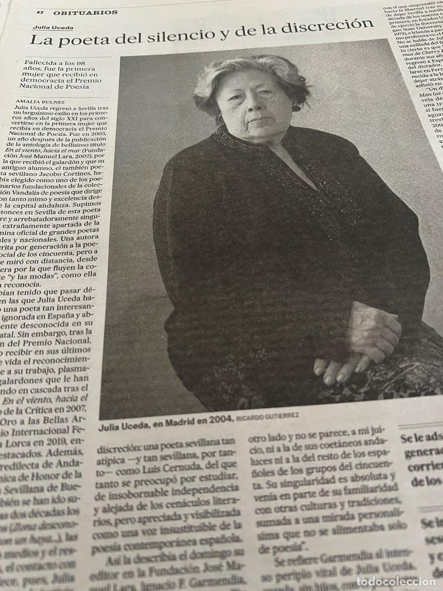 Coleccionismo de peri&oacute;dico El Pa&iacute;s: Art&iacute;culo sobre JULIO UCEDA. PREMIO NACIONAL DE POES&Iacute;A.