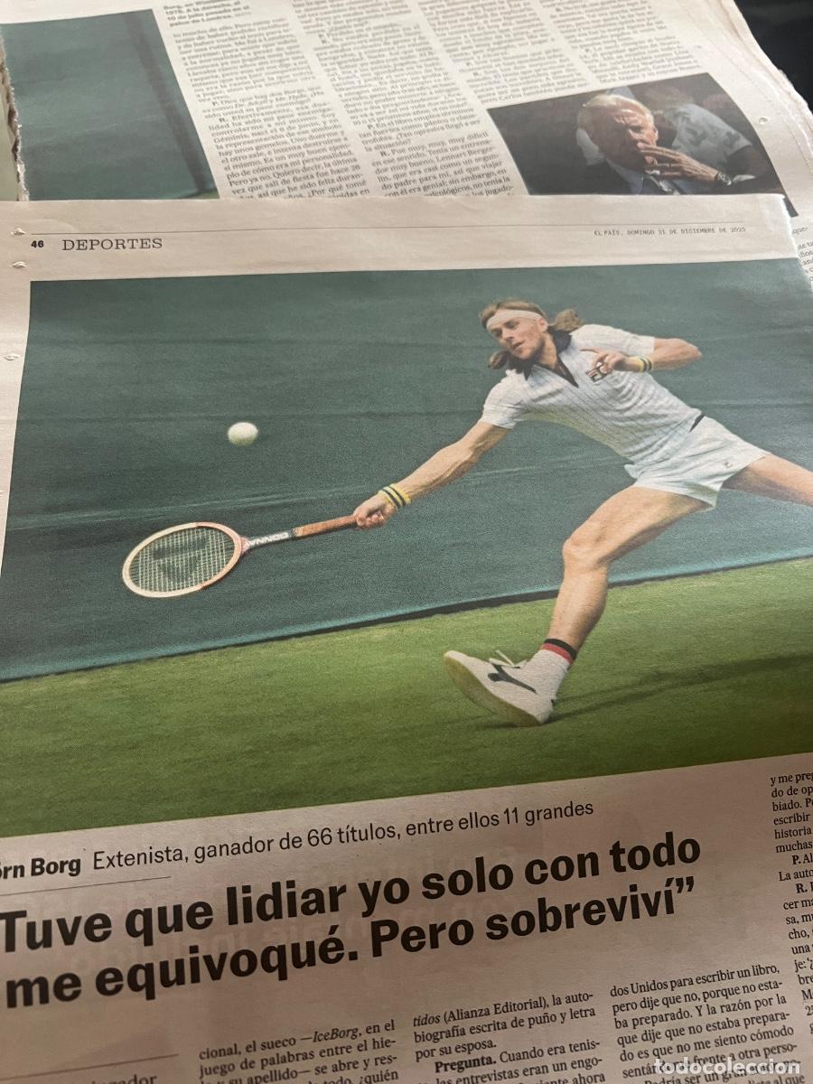 Coleccionismo de peri&oacute;dico El Pa&iacute;s: Art&iacute;culo sobre BJ&Ouml;RN BORG. TENIS. TENISTA SUECO.