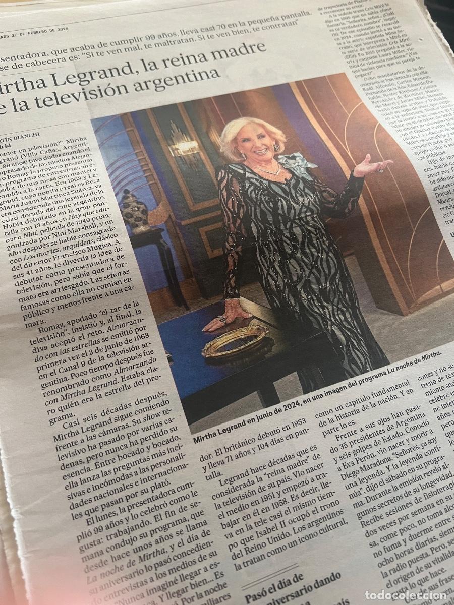 Coleccionismo de peri&oacute;dico El Pa&iacute;s: Art&iacute;culo sobre MIRTHA LEGRAND. TELEVISI&Oacute;N ARGENTINA.