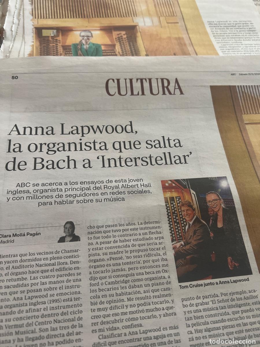 Coleccionismo de peri&oacute;dico El Pa&iacute;s: Art&iacute;culo sobre ANNA LAPWOOD. ORGANISTA. &Oacute;RGANO. BACH. ROYAL ALBERT HALL.