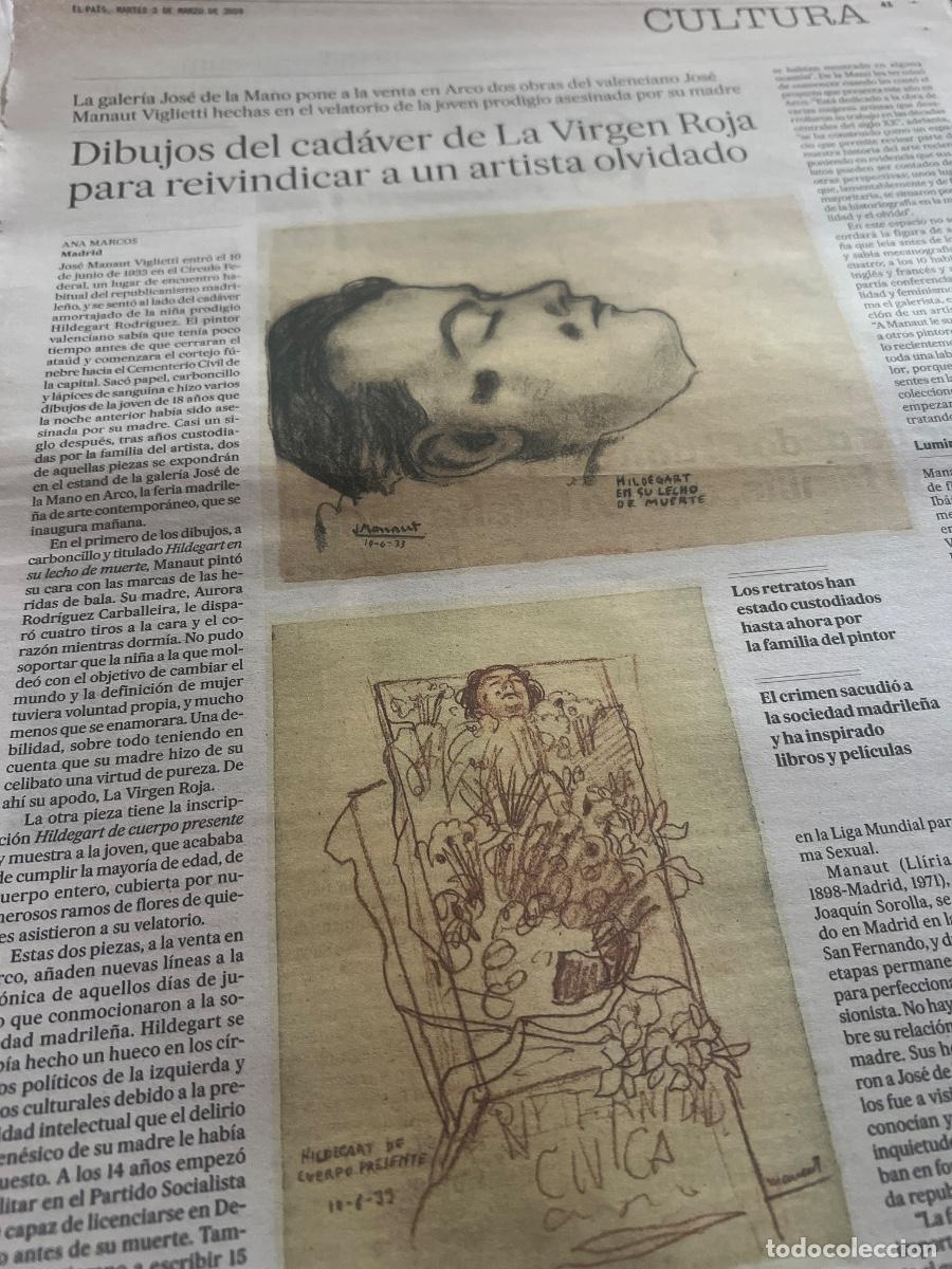 Coleccionismo de peri&oacute;dico El Pa&iacute;s: Art&iacute;culo sobre JOS&Eacute; MANUEL VIGLIETTI. LA VIRGEN ROJA HILDEGART RODR&Iacute;GUEZ CR&Oacute;NICA NEGRA NI&Ntilde;A PRODIGIO