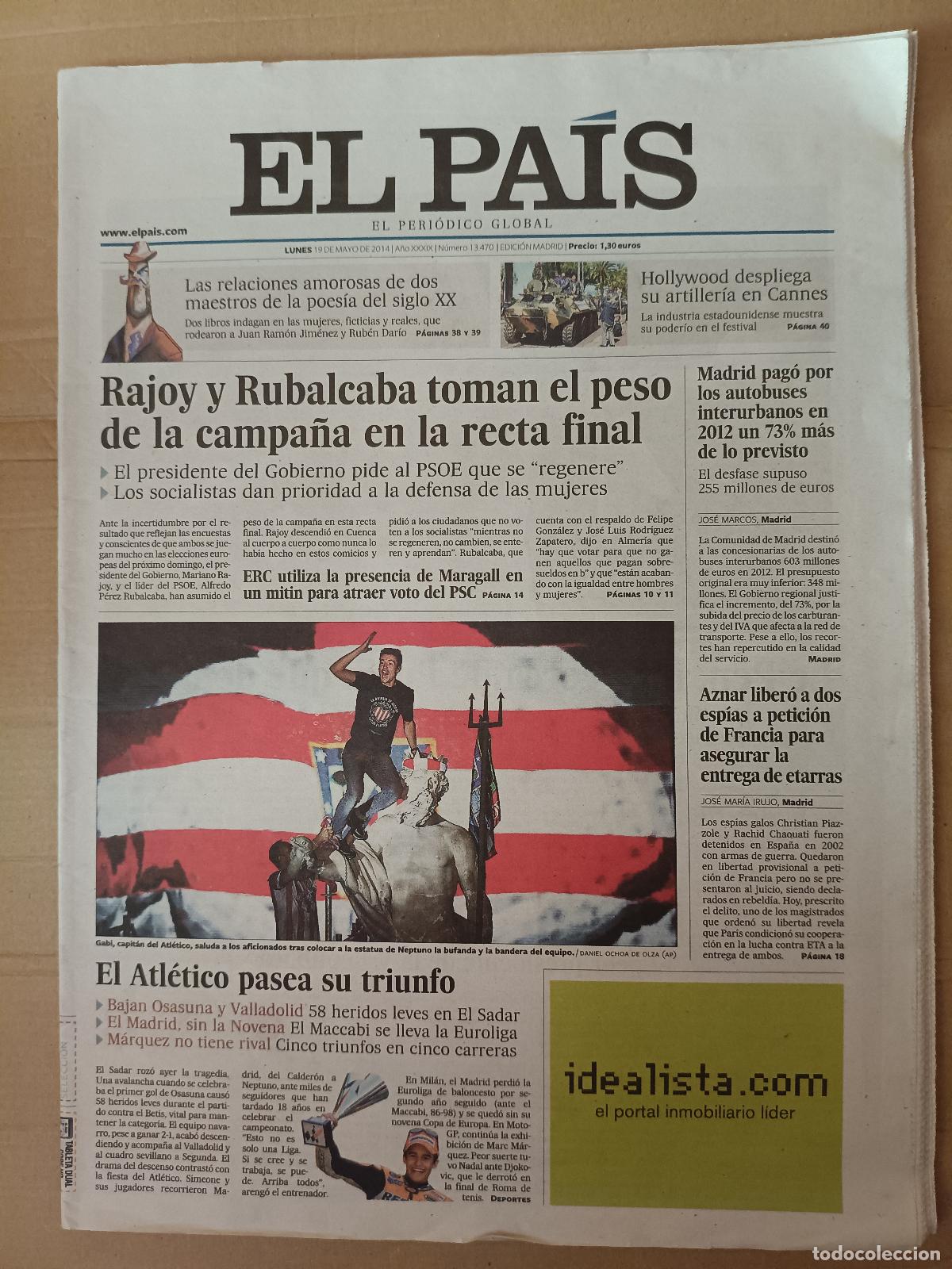 Coleccionismo de peri&oacute;dico El Pa&iacute;s: EL PAIS 19 de mayo de 2014