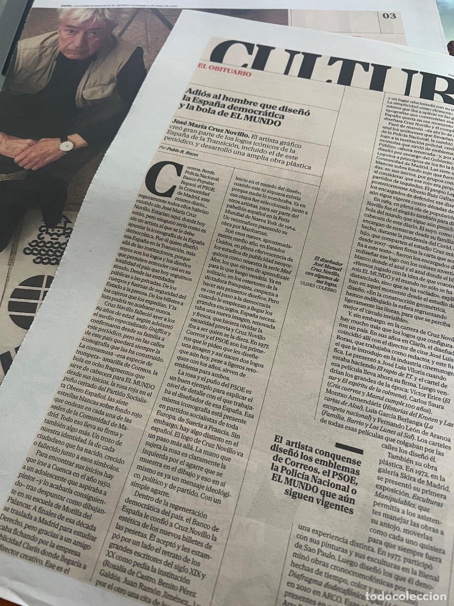 Coleccionismo de peri&oacute;dico El Pa&iacute;s: Art&iacute;culos de prensa sobre JOS&Eacute; MAR&Iacute;A CRUZ NOVILLO. ARTISTA GR&Aacute;FICO DISE&Ntilde;O