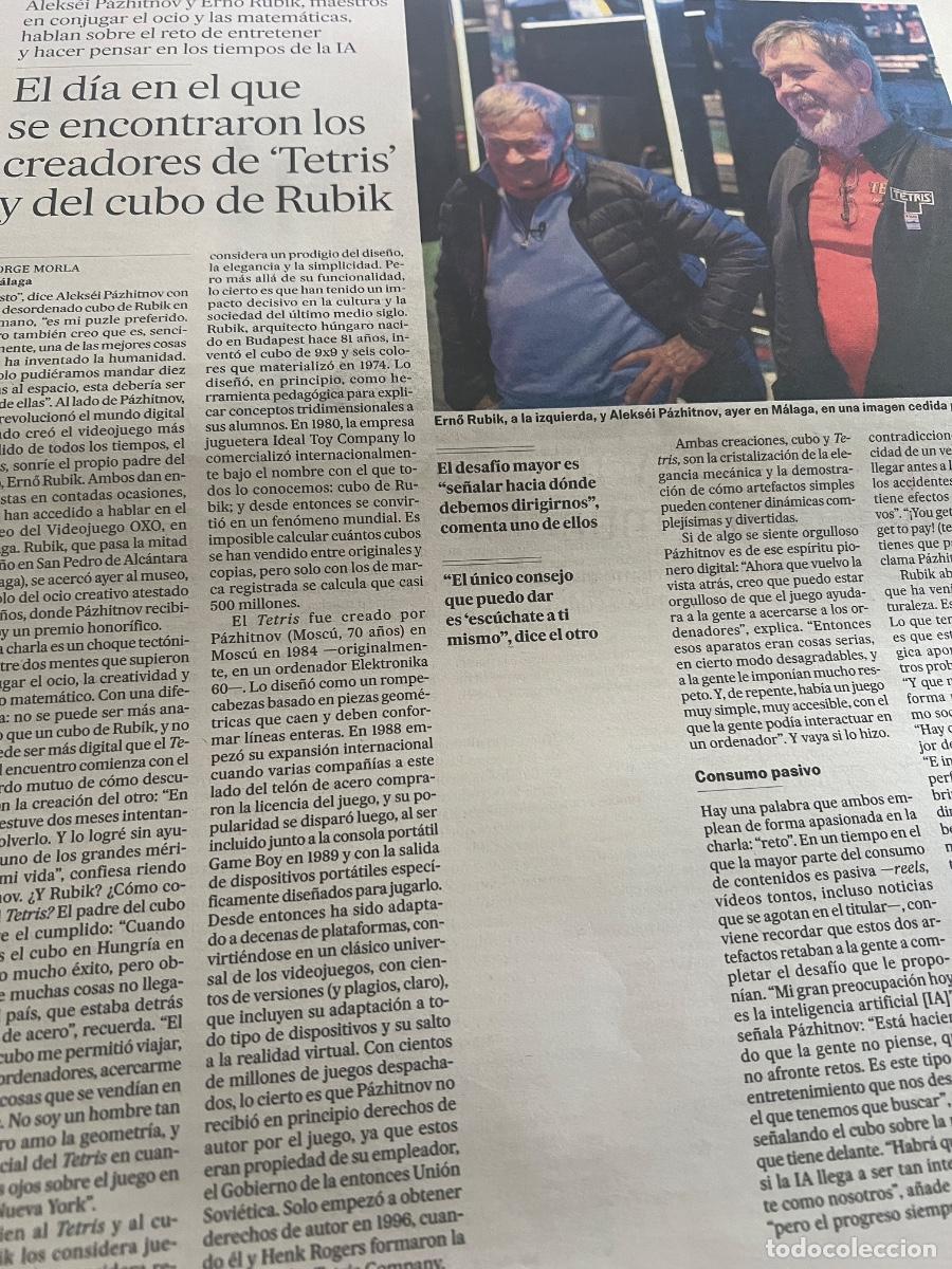 Coleccionismo de peri&oacute;dico El Pa&iacute;s: Art&iacute;culo prensa sobre TETRIS Y CUBO DE RUBIK. ERNO RUBIK ALEXSEY PAJITNOV HENK ROGERSs OXO