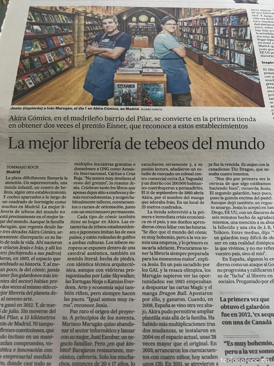 Coleccionismo de peri&oacute;dico El Pa&iacute;s: Art&iacute;culo prensa sobre LIBRER&Iacute;A AKIRA C&Oacute;MICS PREMIO EISNER