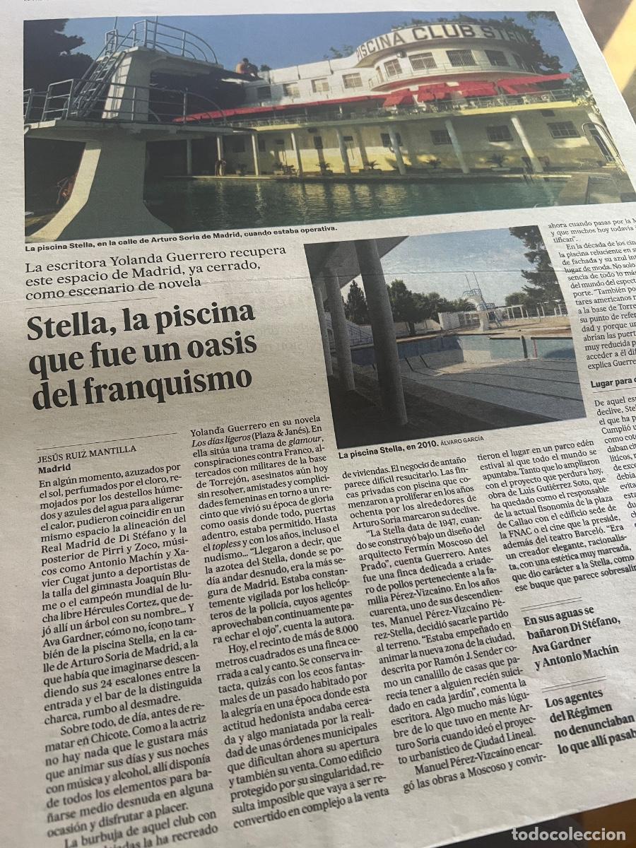 Coleccionismo de peri&oacute;dico El Pa&iacute;s: Art&iacute;culo prensa sobre la piscina STELLA. FRANQUISMO. YOLANDA GUERRERO. LOS D&Iacute;AS LIGEROS.