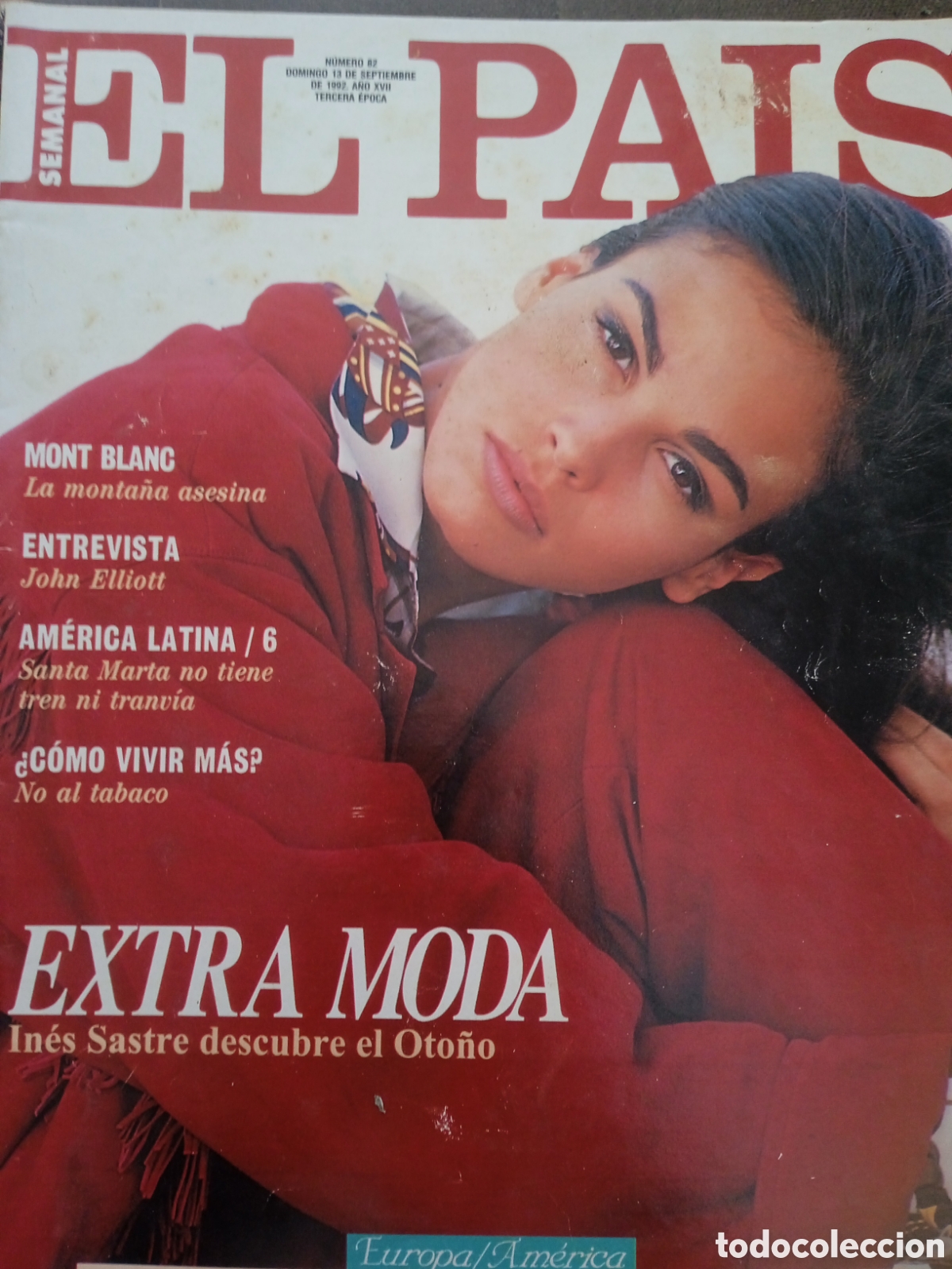 Coleccionismo de peri&oacute;dico El Pa&iacute;s: Revista El Pa&iacute;s Semanal n&deg; 82 septiembre '92 Extra Moda In&eacute;s Sastre Michael Jackson por Annie Leibov