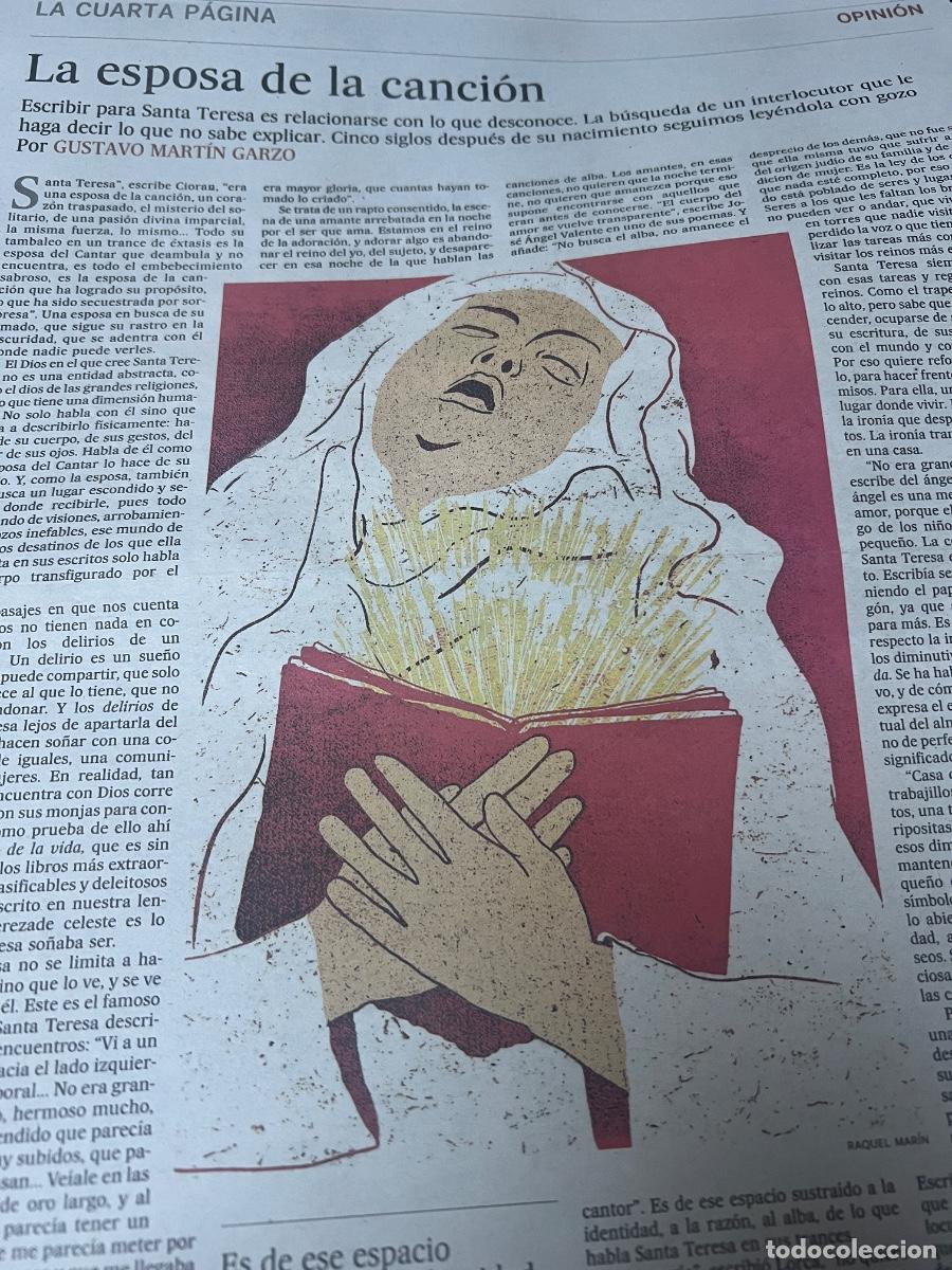Coleccionismo de peri&oacute;dico El Pa&iacute;s: SANTA TERESA DE JES&Uacute;S. ALBA DE TORMES. Art&iacute;culo de Gustavo Mart&iacute;n Garzo