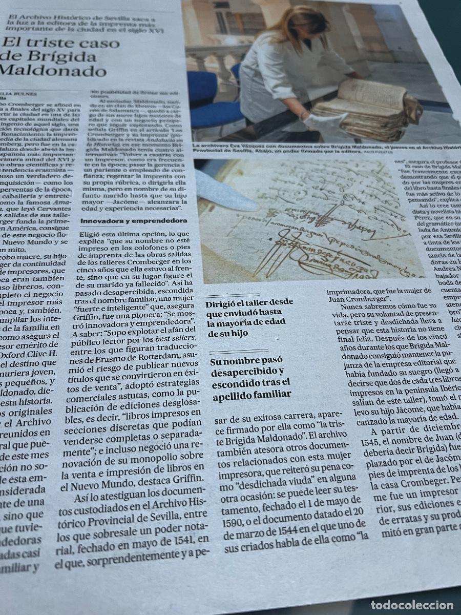 Coleccionismo de peri&oacute;dico El Pa&iacute;s: BR&Iacute;GIDA MALDONADO. ARCHIVO HIST&Oacute;RICO DE SEVILLA. EDITORA IMPRENTA JACOBO CROMBERGER EMPRENDIMIENTO