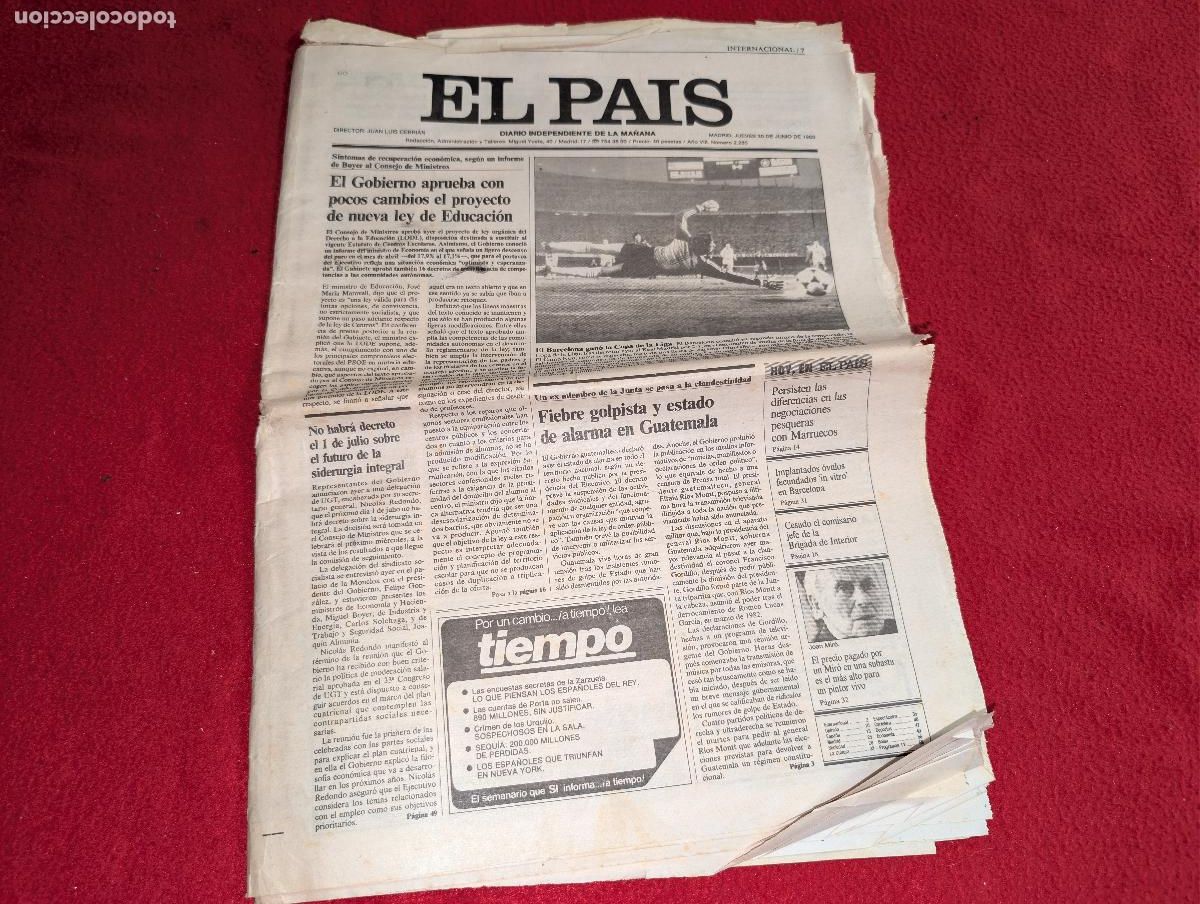 Collectionnisme de Journal El Pa&iacute;s: PERIODICO DIARIO EL PAIS 30 junio 1983 2285 COPA LIGA BARCELONA MADRID