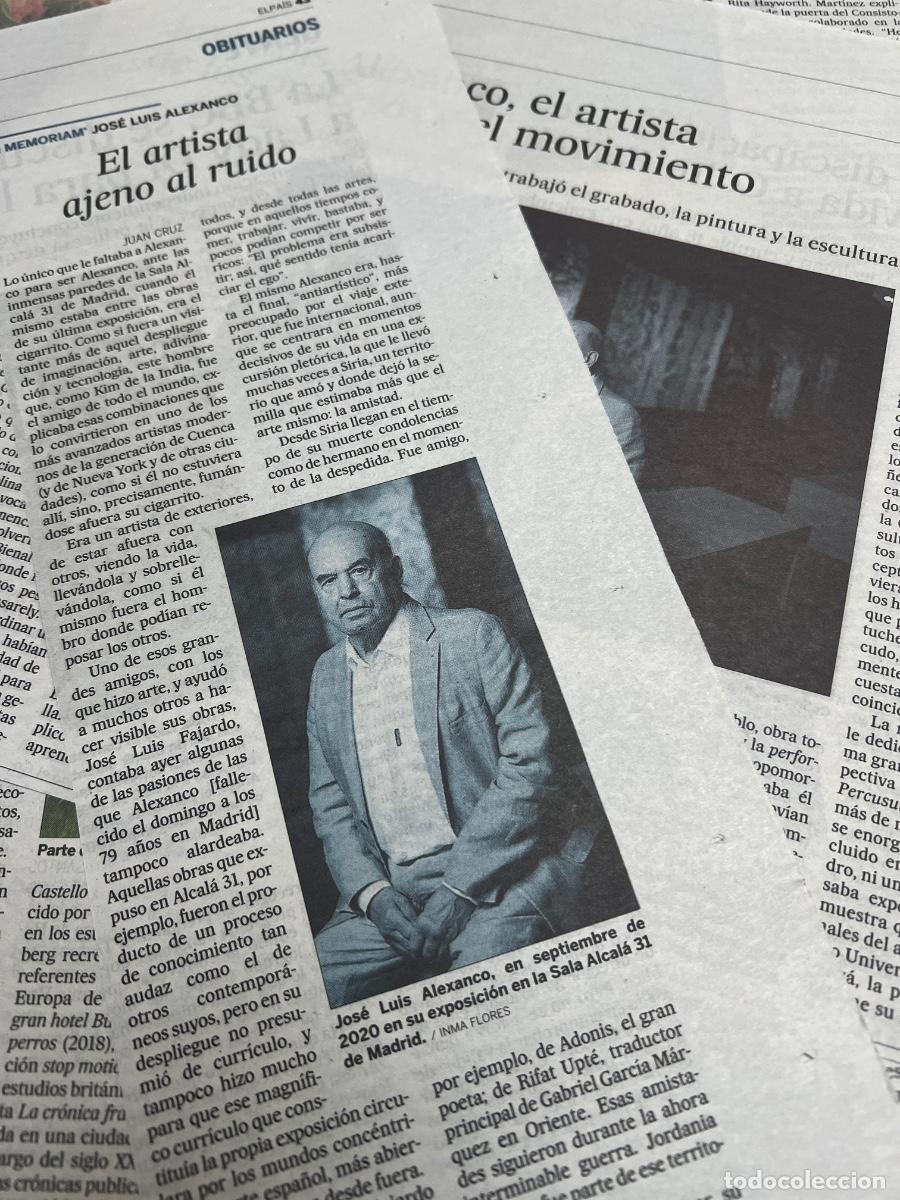 Sammeln von Zeitungen El Pa&iacute;s: Art&iacute;culo prensa sobre JOS&Eacute; LUIS ALEXANCO. ARTISTA DE LOS PROCESOS Y EL MOVIMIENTO. GRABADO PINTURA..