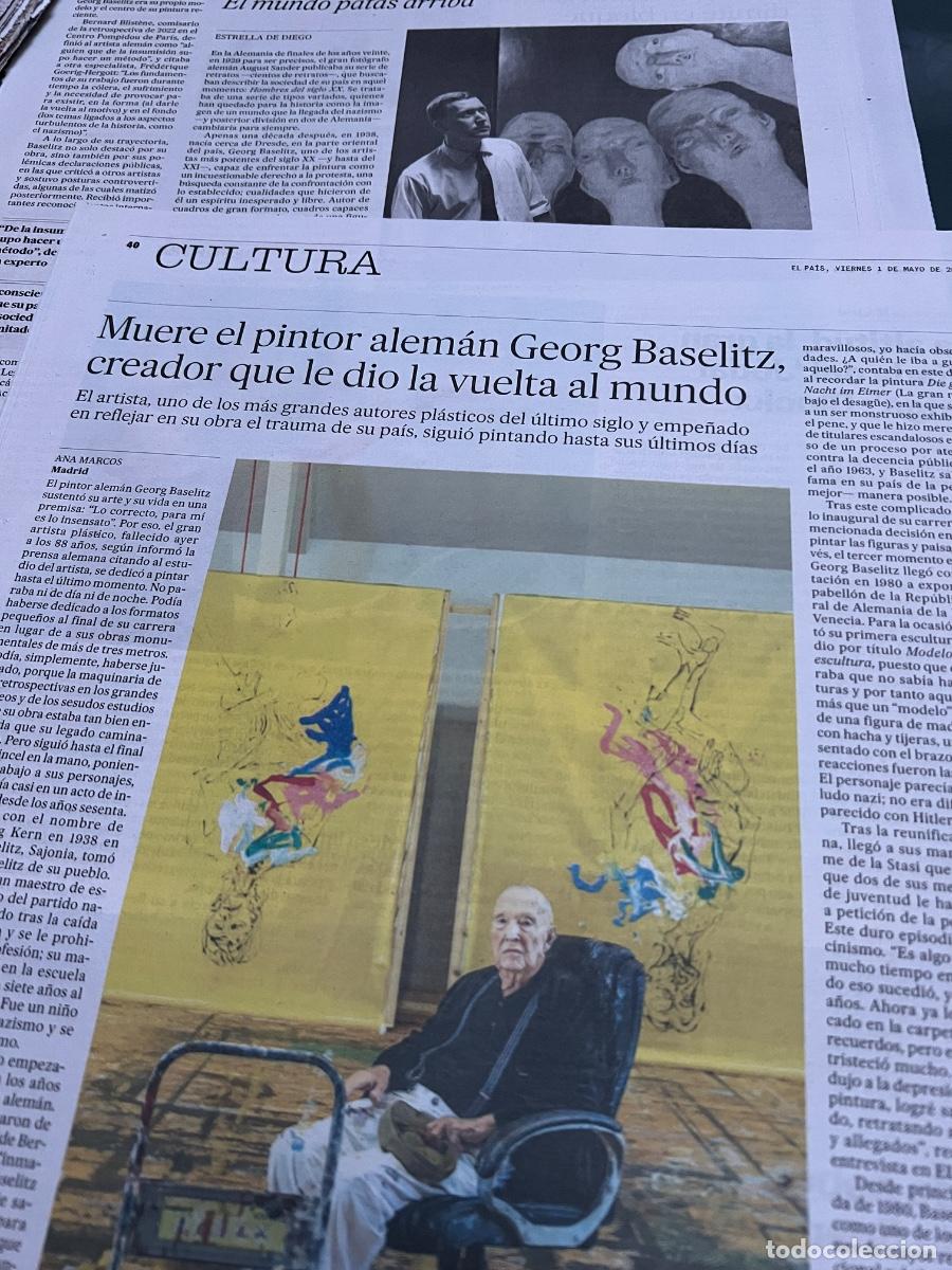 Coleccionismo de peri&oacute;dico El Pa&iacute;s: Art&iacute;culo prensa de Miguel Zugaza sobre GEORG BASELITZ ARTISTA PL&Aacute;STICO ARTE