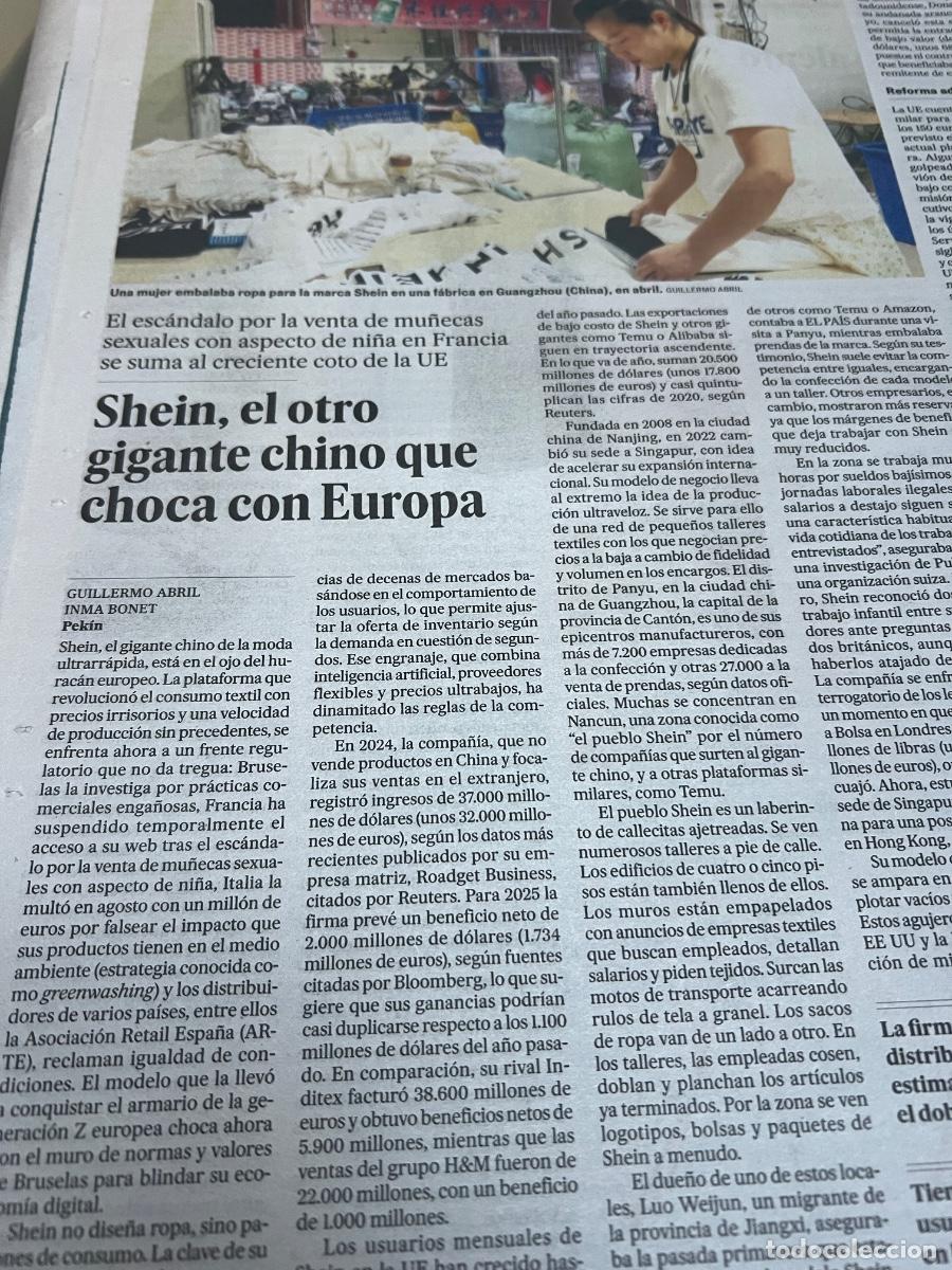 Collectionnisme de Journal El Pa&iacute;s: Dossier hemeroteca SHEIN MODA CHINA CAPITALISMO VENTA POR INTERNET