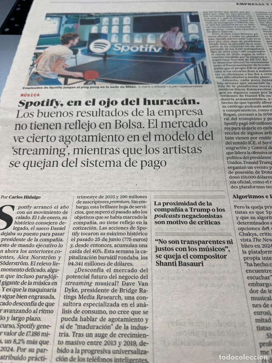 Collectionnisme de Journal El Pa&iacute;s: SPOTIFY. Art&iacute;culos sobre la reconocida marca sueca de Streaming musical.