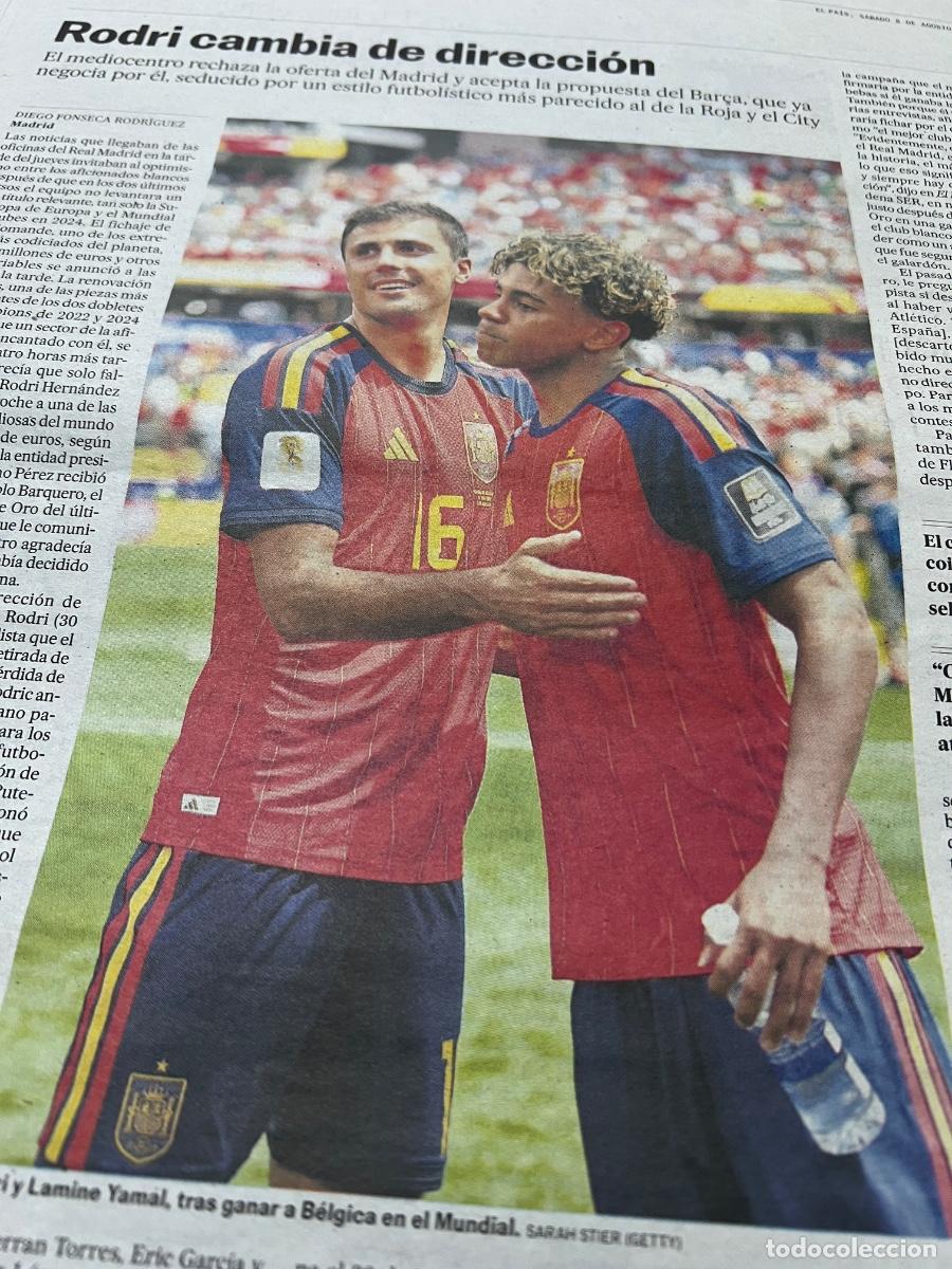 Coleccionismo de peri&oacute;dico El Pa&iacute;s: RODRI. MEDIOCENTRO F&Uacute;TBOL F&Uacute;TBOL CLUB BARCELONA SELECCI&Oacute;N ESPA&Ntilde;OLA DE F&Uacute;TBOL