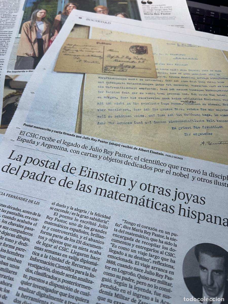 Coleccionismo de peri&oacute;dico El Pa&iacute;s: JULIO REY PASTOR. MATEM&Aacute;TICAS. EINSTEIN