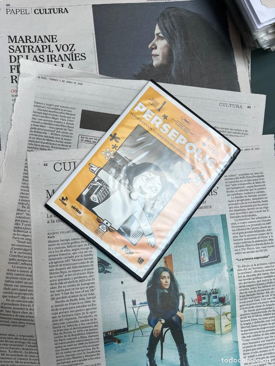 Coleccionismo de peri&oacute;dico El Pa&iacute;s: PERS&Eacute;POLIS MARJANE SATRAPI IR&Aacute;N. Dvd + art&iacute;culos prensa