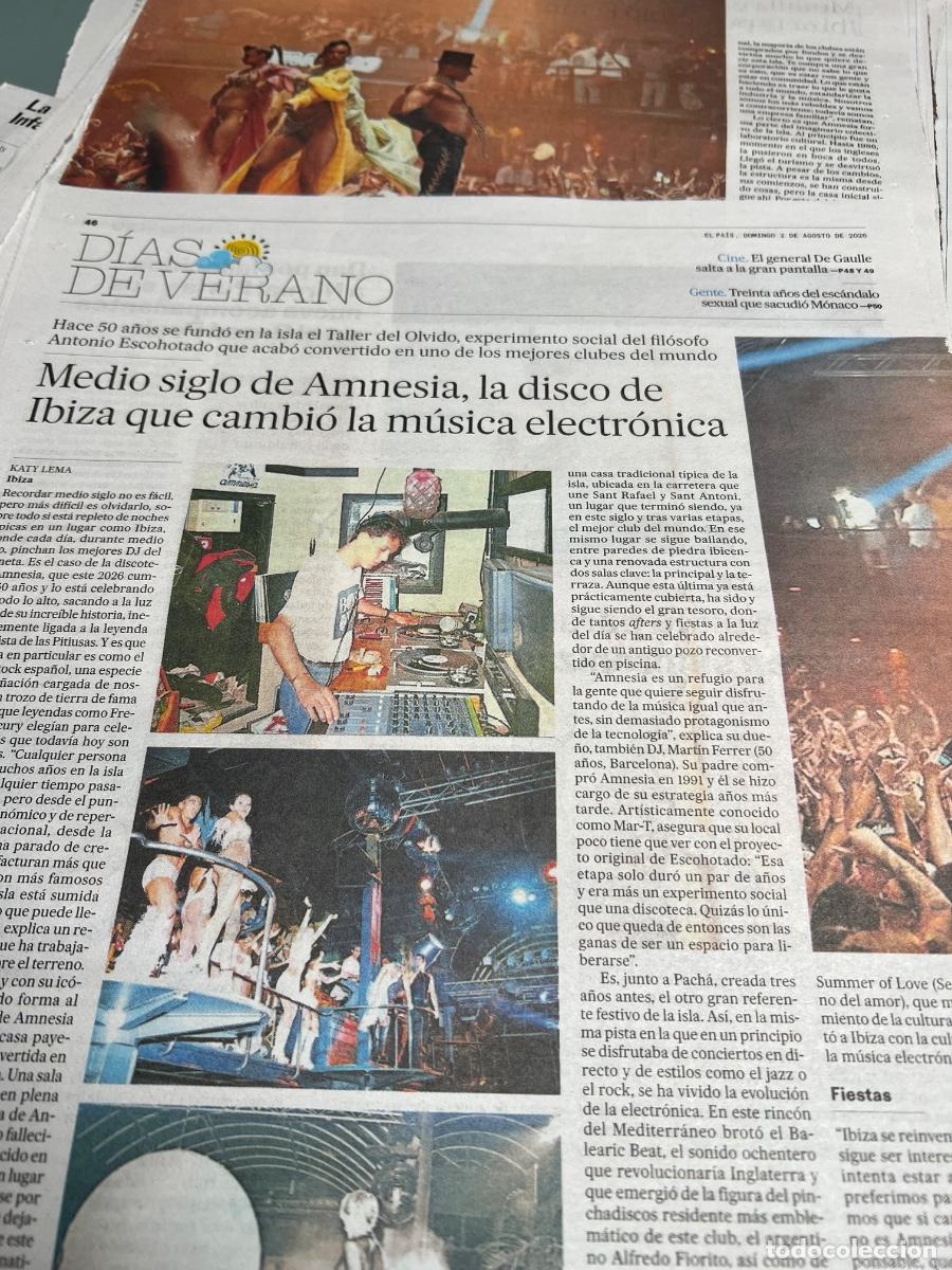 Collectionnisme de Journal El Pa&iacute;s: Amnesia. DISCOTECA IBIZA M&Uacute;SICA ELECTR&Oacute;NICA TALLER DEL OLVIDO
