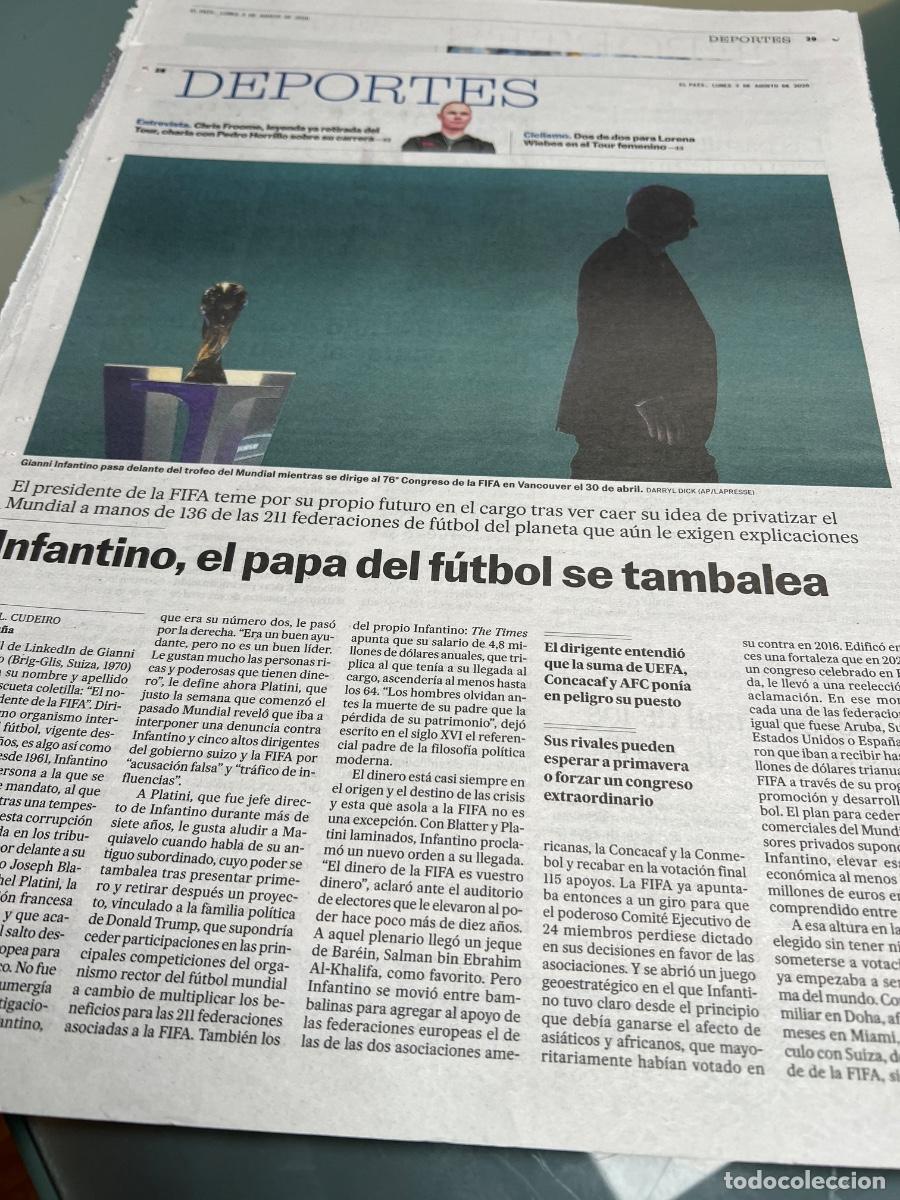 Coleccionismo de peri&oacute;dico El Pa&iacute;s: Dossier FIFA UEFA MUNDIAL INFANTINO CEFERIN PRIVATIZACI&Oacute;N DEL F&Uacute;TBOL MUNDIALs