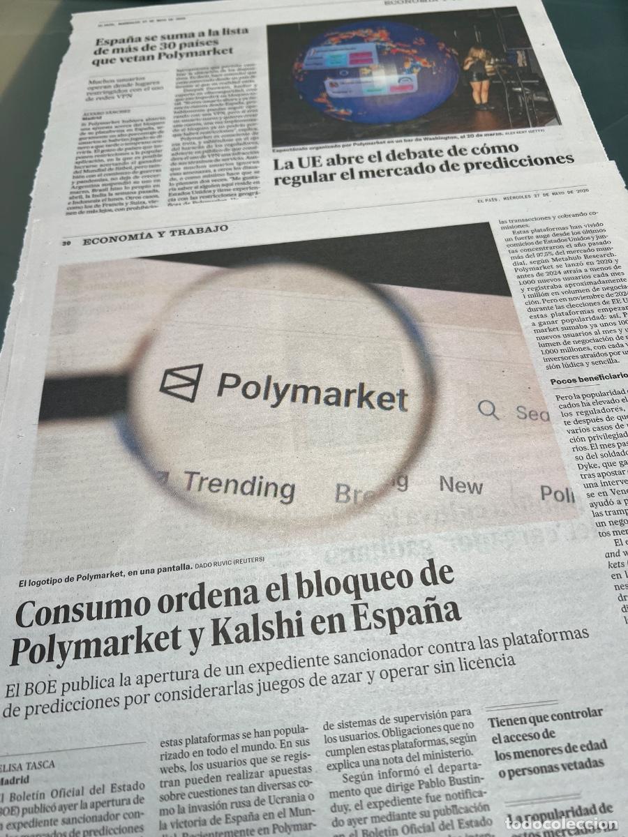 Coleccionismo de peri&oacute;dico El Pa&iacute;s: POLYMARKET KALSHI MERCADO DE PREDICCIONES JUEGOS DE AZAR