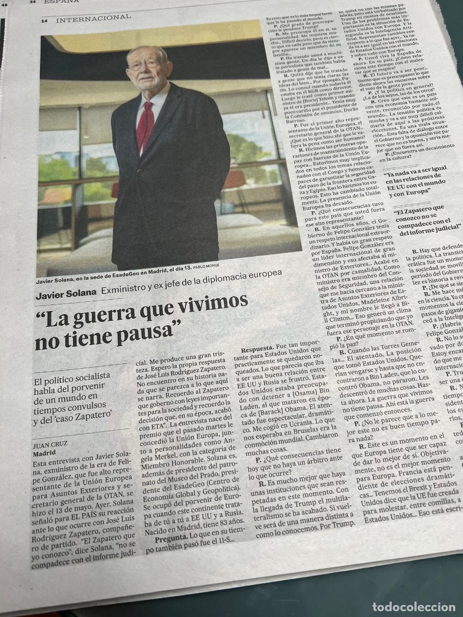 Collectionnisme de Journal El Pa&iacute;s: JAVIER SOLANA. PARTIDO SOCIALISTA OBRERO ESPA&Ntilde;OL. OTAN PSOE DIPLOM&Aacute;TICO