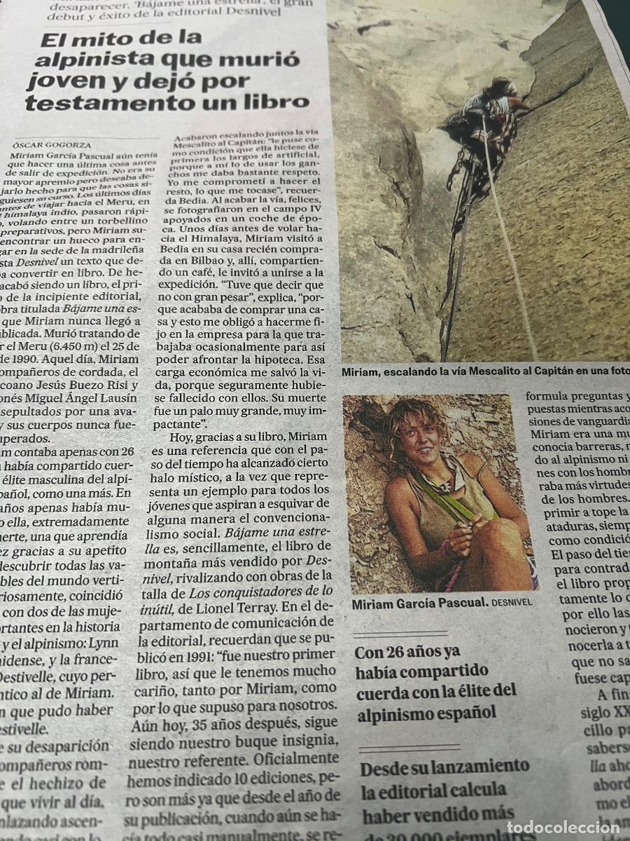 Coleccionismo de peri&oacute;dico El Pa&iacute;s: Art&iacute;culo de prensa de &Oacute;scar Gogorza MIRIAM GARC&Iacute;A PASCUAL B&Aacute;JAME UNA ESTRELA ALPINISMO. MONTA&Ntilde;ISMO.