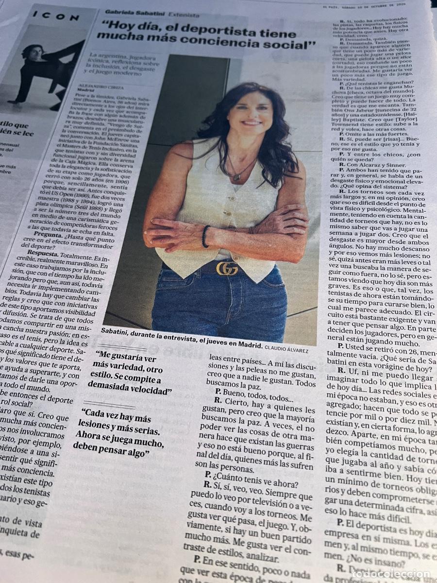 Coleccionismo de peri&oacute;dico El Pa&iacute;s: Entrevista a GABRIELA SABATINI. TENIS FEMENINO