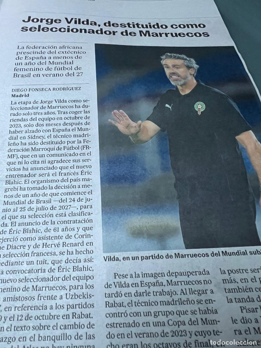 Coleccionismo de peri&oacute;dico El Pa&iacute;s: Art&iacute;culo JORGE VILDA. SELECCIONADOR F&Uacute;TBOL FEMENINO.