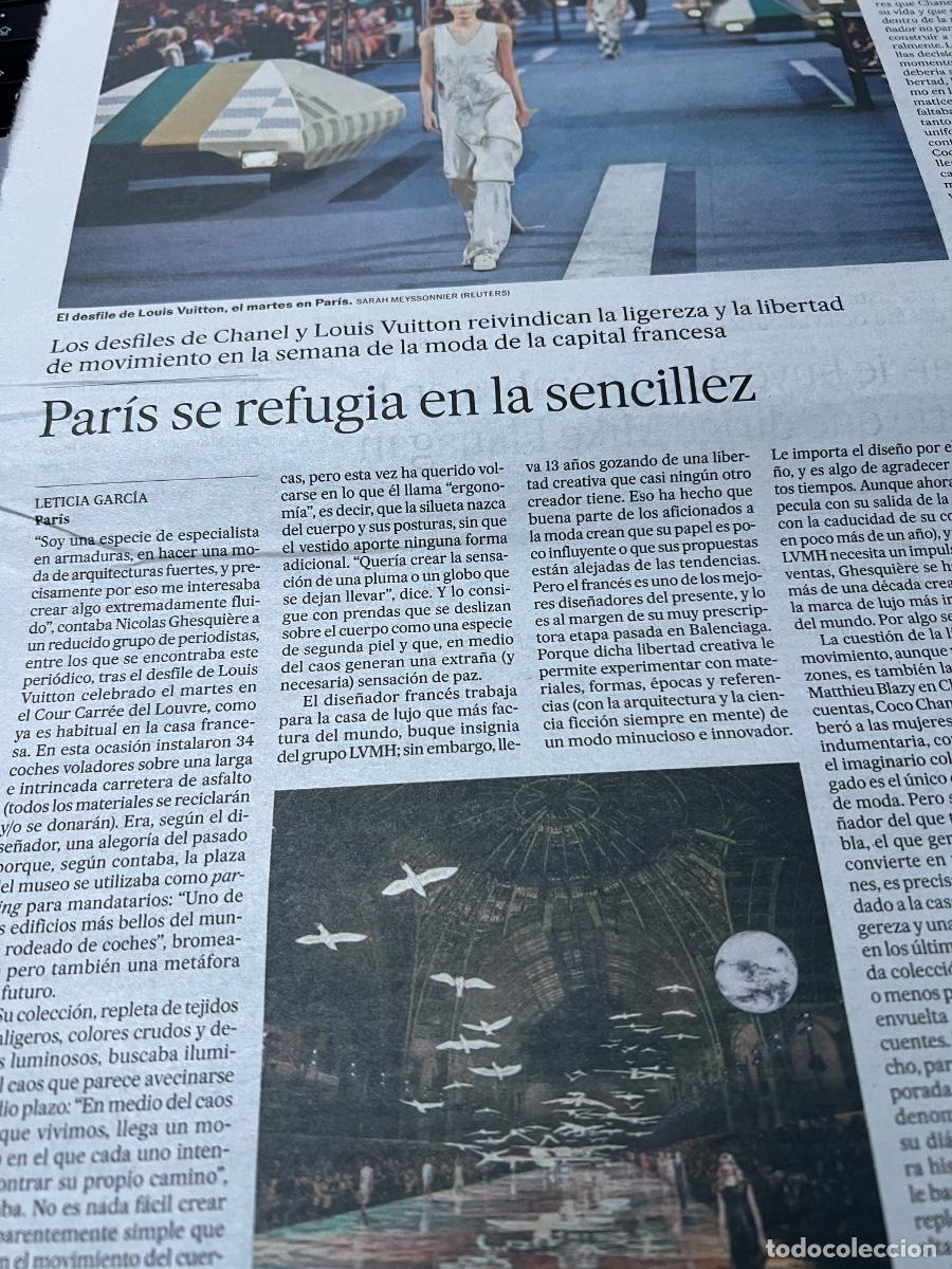 Coleccionismo de peri&oacute;dico El Pa&iacute;s: Art&iacute;culos prensa sobre PASARELA PAR&Iacute;S MODA ALTA COSTURA CHANEL LOUIS VUITTON MIU MIU
