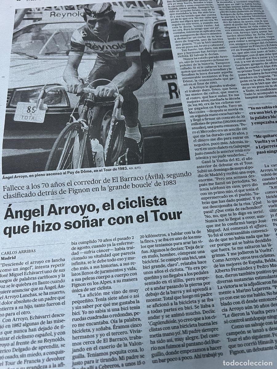 Coleccionismo de peri&oacute;dico El Pa&iacute;s: Art&iacute;culo prensa sobre &Aacute;NGEL ARROYO. EL BARRACO (&Aacute;VILA). CICLISMO. TOUR DE FRANCIA. GRANDE BOUCLE