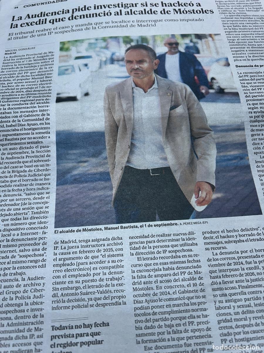 Coleccionismo de peri&oacute;dico El Pa&iacute;s: Dossier sobre el presunto caso de acoso sexual alcalde M&oacute;stoles MANUEL BAUTISTA