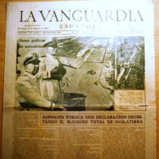 Coleccionismo Periódico La Vanguardia: LA VANGUARDIA. SUPLEMENTO GRÁFICO. BARCELONA. 18 DE AGOSTO DE 1940. Lote 35556590